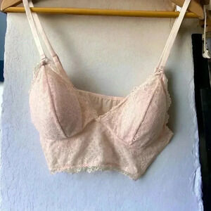 NWOT Bp Nordstrom pale  pink lace plunge bra XL